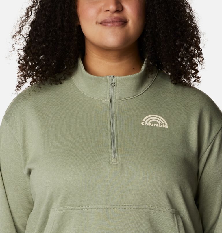 Women's Columbia Trek French Terry Half Zip Sweatshirts Olive | Plus Size CA-D5463